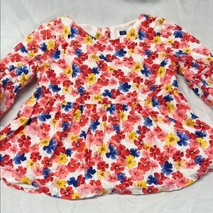 Janie and Jack Floral Peplum Lined Top Pink, Blue, Yellow Size 4
